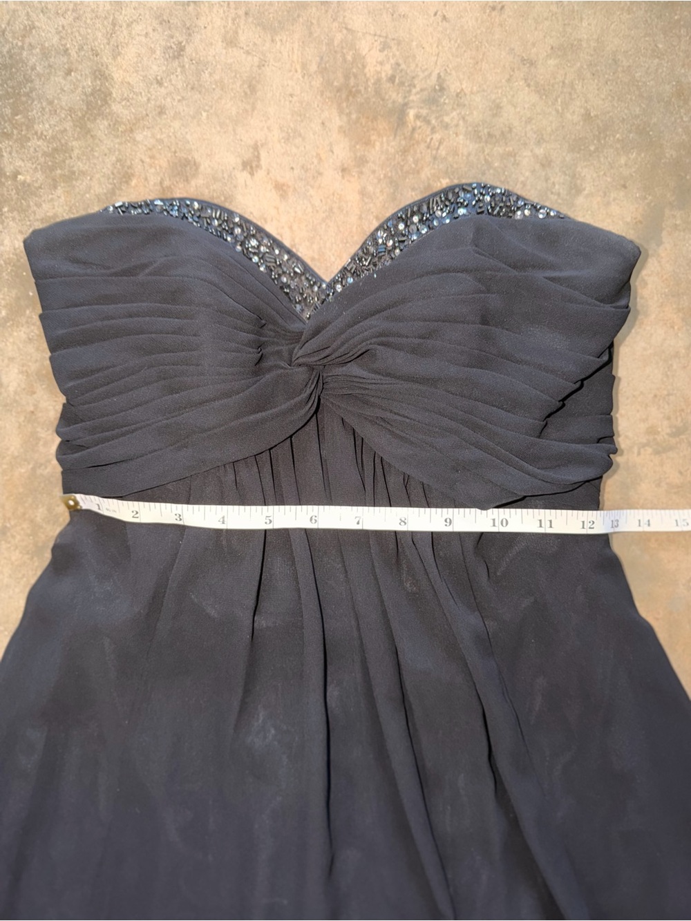 David’s Bridal Black Strapless Beaded Sweetheart Formal Dress Size 2 - Picture 5 of 12